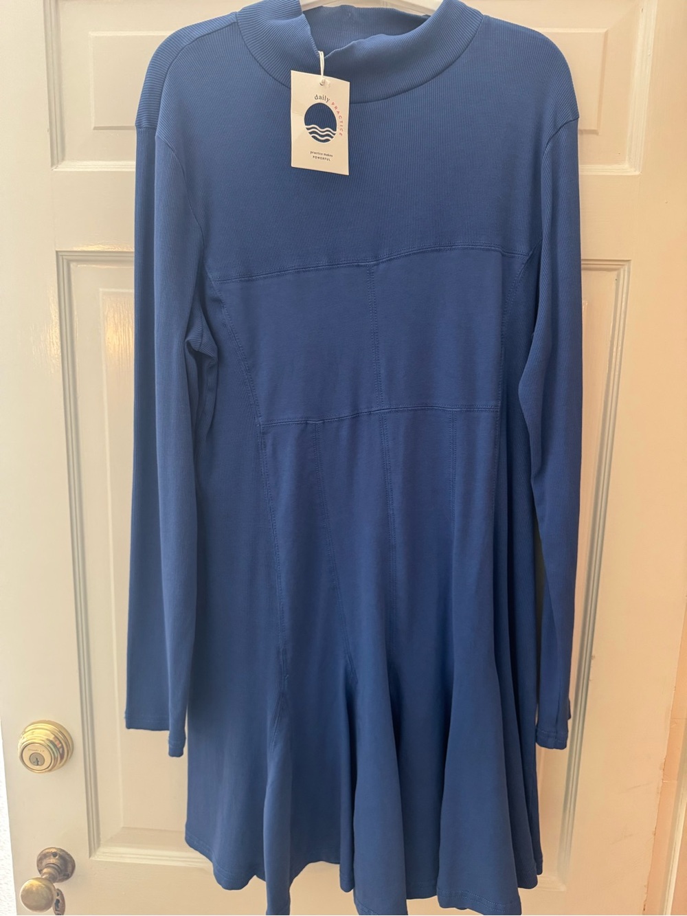 Anthropologie Daily Drills long-sleeve mini swing dress in vibrant blue